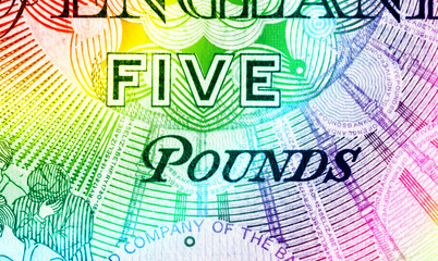 Pound currency background - 5 Pounds - Rainbow