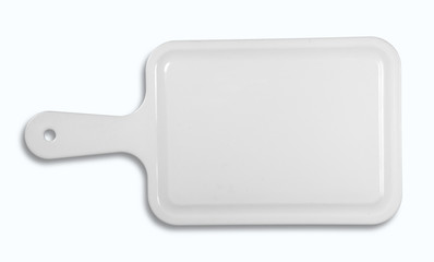 White Plastic cutting board isolated on white background.
