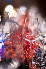 Abstract empty glasses on fine dinngin table restaurant