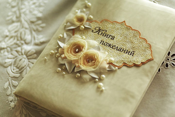 Obraz na płótnie Canvas Textile book for wishes for the wedding