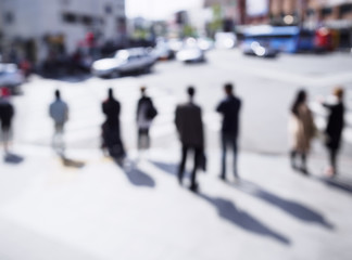 Blur People walk on street at cross intersection Urban Lifestyle