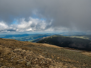 Cloudy sky over the mountains in springtime