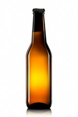 Bottle of beer or cider with clipping path isolated on white background
