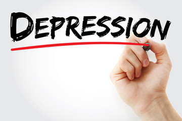 Hand writing Depression with marker, concept background
