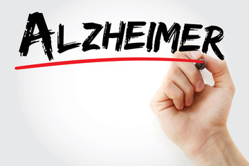 Hand writing Alzheimer with marker, concept background