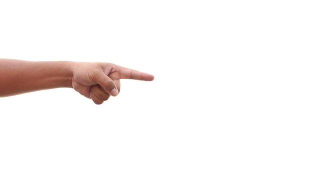 pointing human hand on isolated