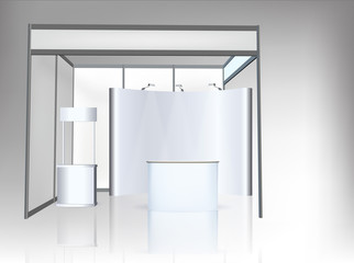 Trade exhibition stand, Exhibition round, 3D rendering visualiza