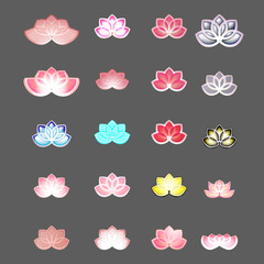 lotus icon logo vector set