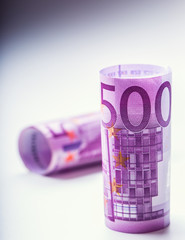 Euro banknotes. Five hundred euro banknotes.Toned Photo.