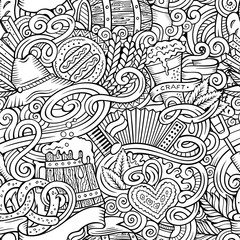 Cartoon cute doodles hand drawn Octoberfest seamless pattern