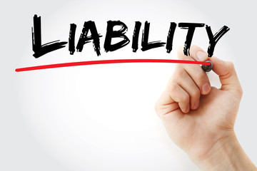 Hand writing Liability with marker, concept background