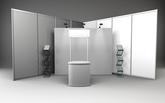Trade exhibition stand, Exhibition round, 3D rendering visualiza