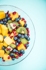 fruit salad in glass bowl
