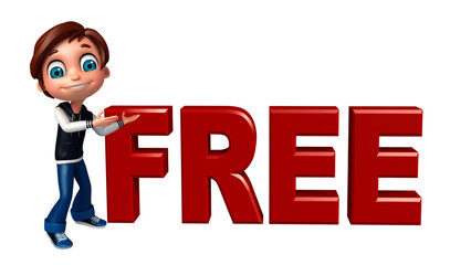 kid boy with free sign