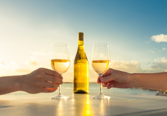 Fine wine and a beautiful ocean view. 