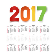 Calendar for a year 2017.