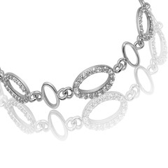 silver bracelet with diamonds on a white background. 3d illustration