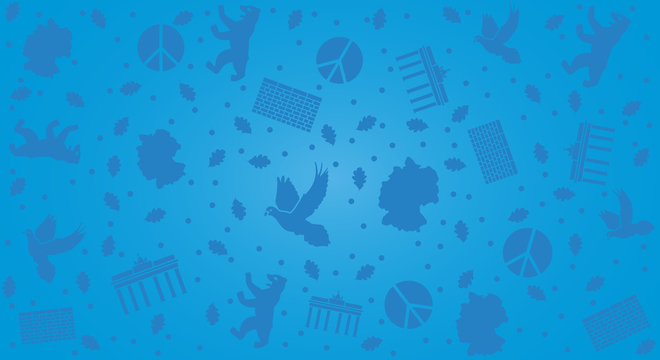 Hintergrund mit Icon-Set - Tag der Deutschen Einheit (Blau)