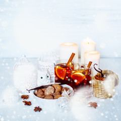 Fototapeta na wymiar Christmas decorations with festive mood