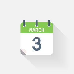 3 march calendar icon on