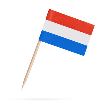 Miniature Flag Netherlands. Isolated flag from Holland on white