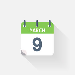 9 march calendar icon
