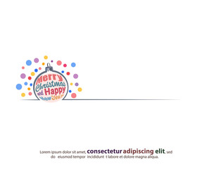 The New Year and Merry Christmas greeting text border in a shape of the Christmas tree toy. Used for the cards in modern style. 
