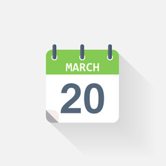 20 march calendar icon