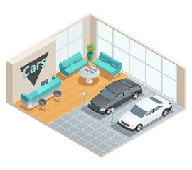Naklejka premium Hall Interior Isometric Design