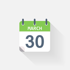 30 march calendar icon