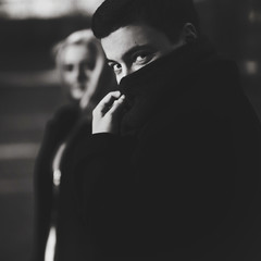 Beautiful young couple in the autumn park