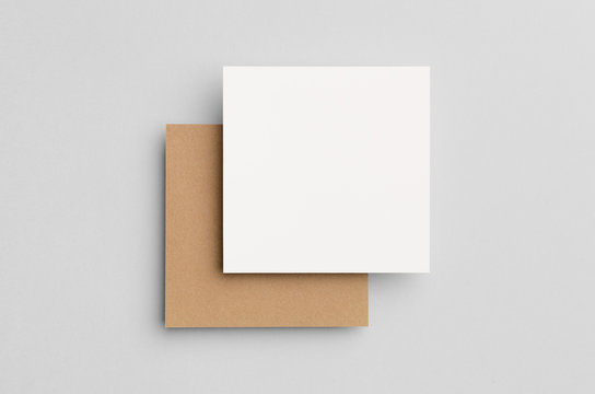 Kraft & White Square Flyer / Invitation Mock-Up