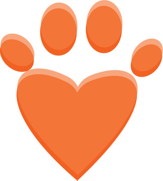 heart pet paw print icon