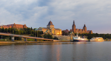 Fototapeta na wymiar Panorama Wałów Chrobrego,(Tarasy Hakena),w Szczecinie