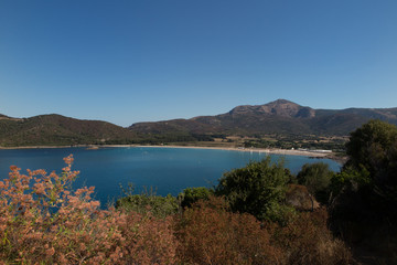 Mountain and sea view point in Corsica, beautiful landscape