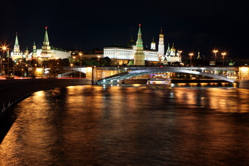 Obraz premium Moscow Kremlin Palace with Churches, Moskva river and Big Stone