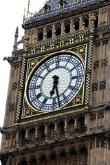 Obraz na płótnie Canvas Clock of Big Ben, London gothic architecture, UK