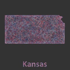 Kansas line art map