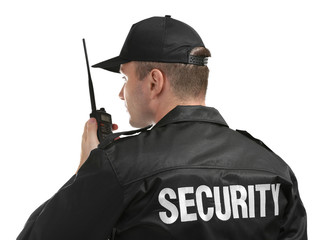 Male security guard isolated on white