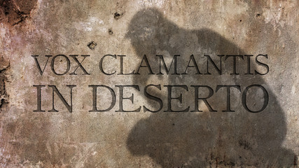 Vox clamantis in deserto. The voice of one crying out in the desert. A reference to John the...