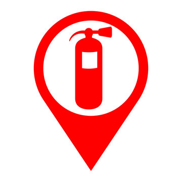 Icono plano localizacion extintor rojo