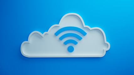 wifi Cloud blue background 3d render
