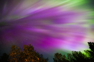 Fototapeta na wymiar Northern lights Crown (Aurora borealis) in the sky