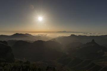 Atardecer desde el Roque Nublo con vista al Teide, Gran Canaria