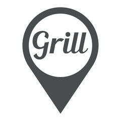 Icono plano localizacion texto Grill gris