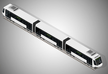Vector isometric illustration of a subway train. Vehicles designed to carry large numbers of passengers.