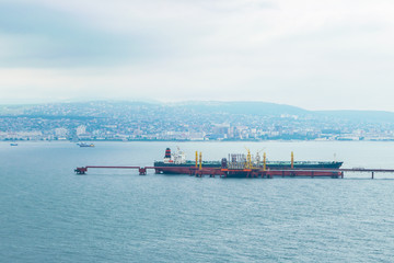 Oil-loading terminal Sheskharis in the port of Novorossiysk, Russia