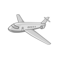 Fototapeta premium Passenger airliner icon in black monochrome style on a white background vector illustration