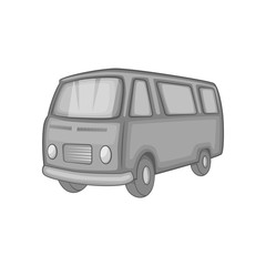 Classic van, retro style icon in black monochrome style on a white background vector illustration