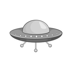 Ufo spaceship icon in black monochrome style on a white background vector illustration